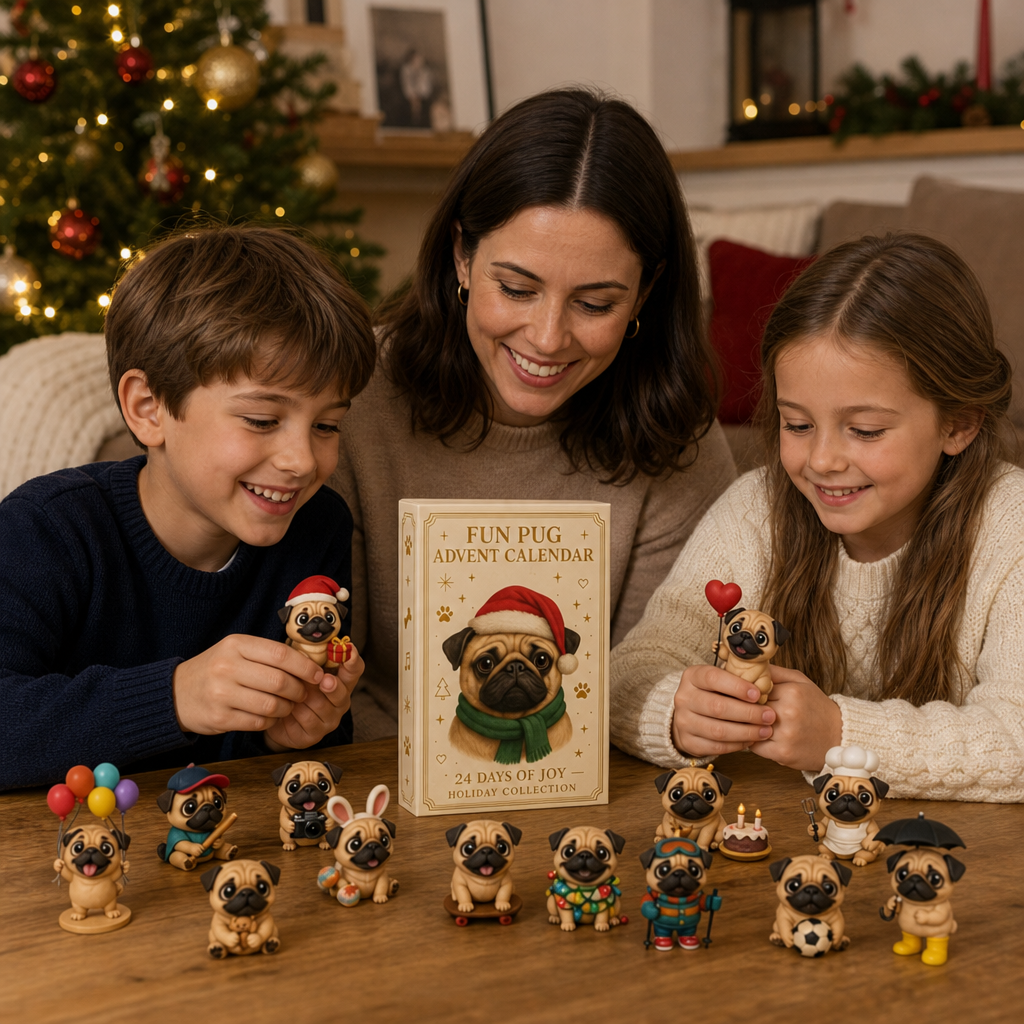 24-Day Pug Advent Calendar with Surprise Figurines