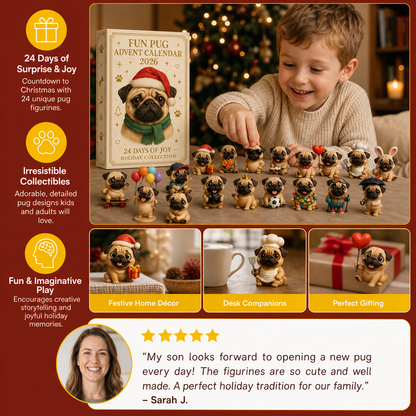 24-Day Pug Advent Calendar with Surprise Figurines