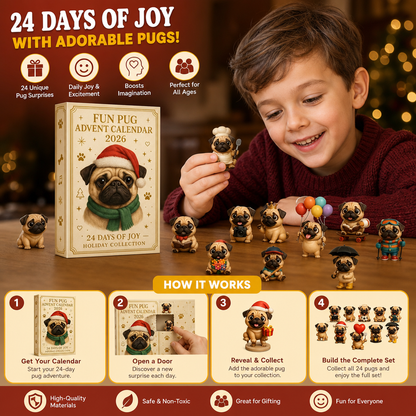 24-Day Pug Advent Calendar with Surprise Figurines