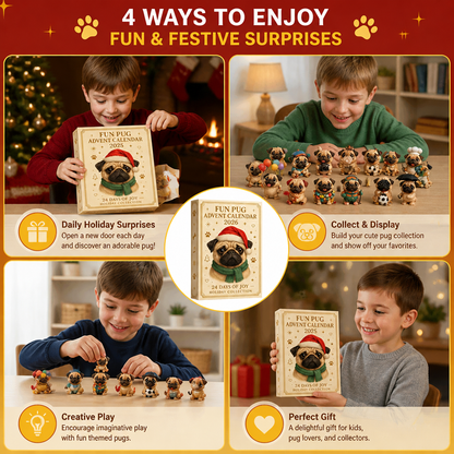 24-Day Pug Advent Calendar with Surprise Figurines