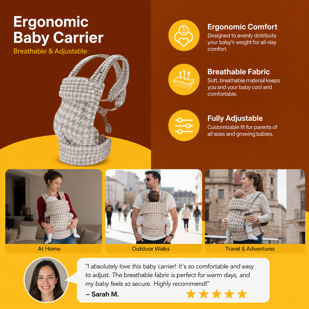 Ergonomic Baby Carrier – Breathable & Adjustable