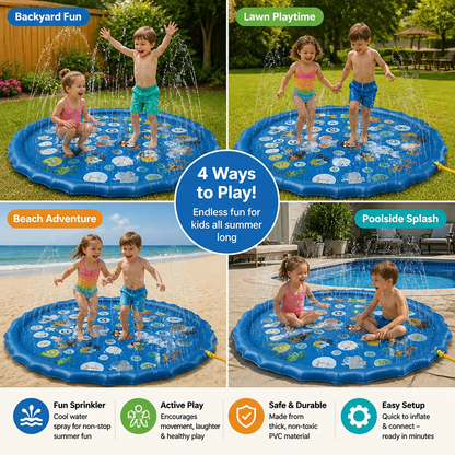 Inflatable Kids Splash Pad with Sprinkler – Outdoor Water Play Mat for Garden & Beach