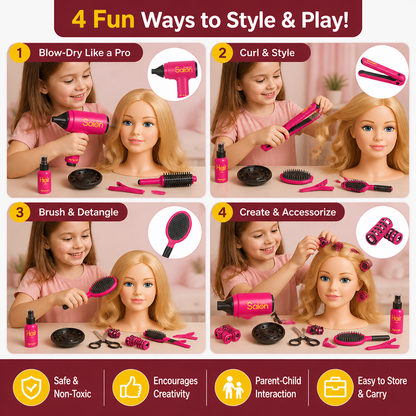 14-Piece Kids Hair Styling Salon Pretend Play Set