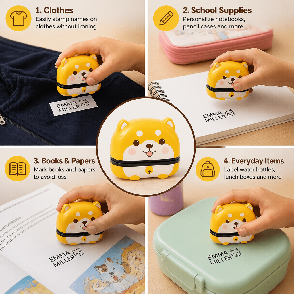 Personalized Kids’ Permanent Name Stamp for Clothing & School Supplies