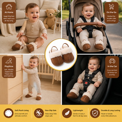 Fluffy Baby & Toddler Slippers with Soft Plush Lining and Non-Slip Soles