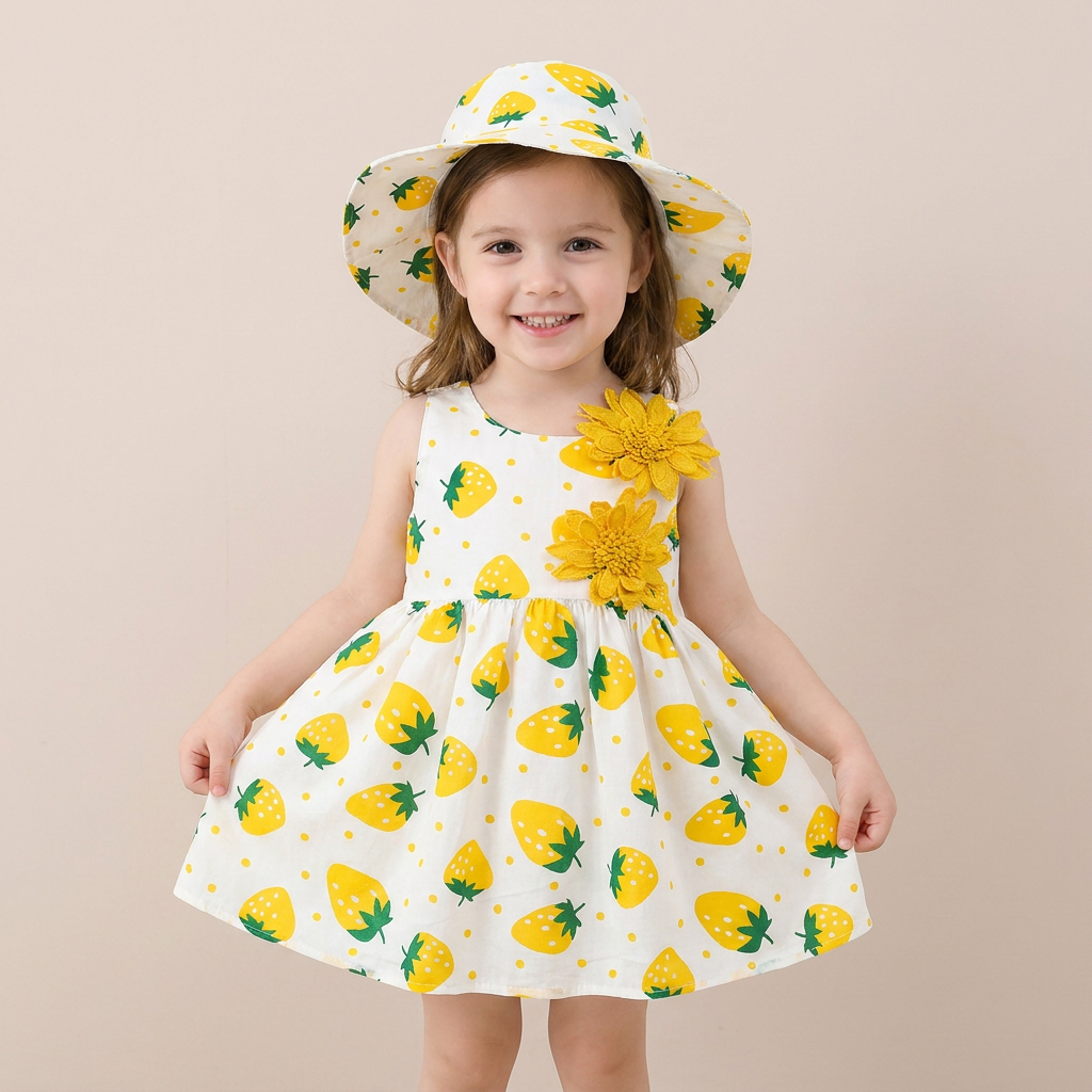 Blossom Picnic Dress Set & Hat
