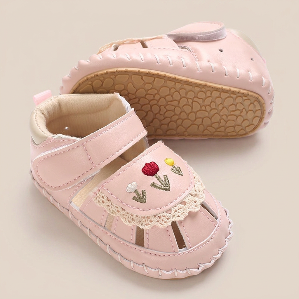 Lace Trim Flower Sneaker Sandals