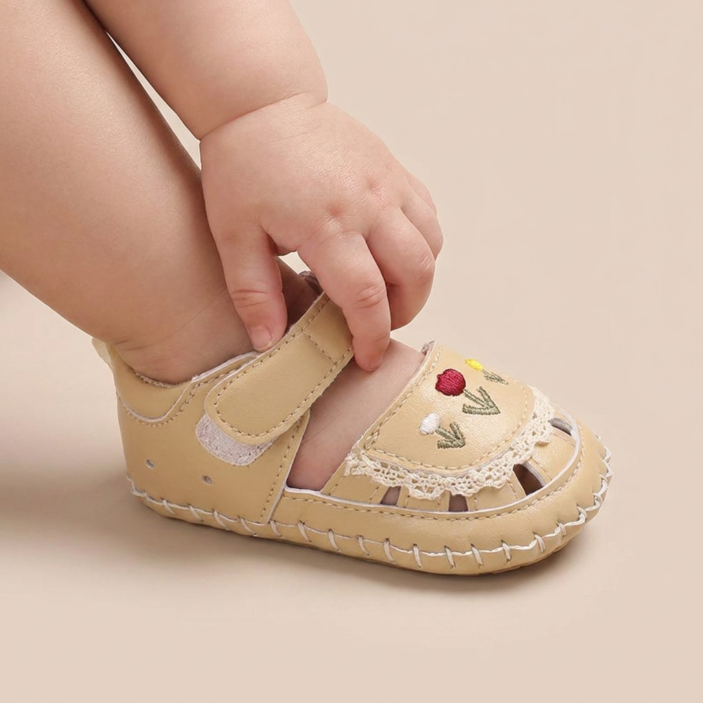 Lace Trim Flower Sneaker Sandals