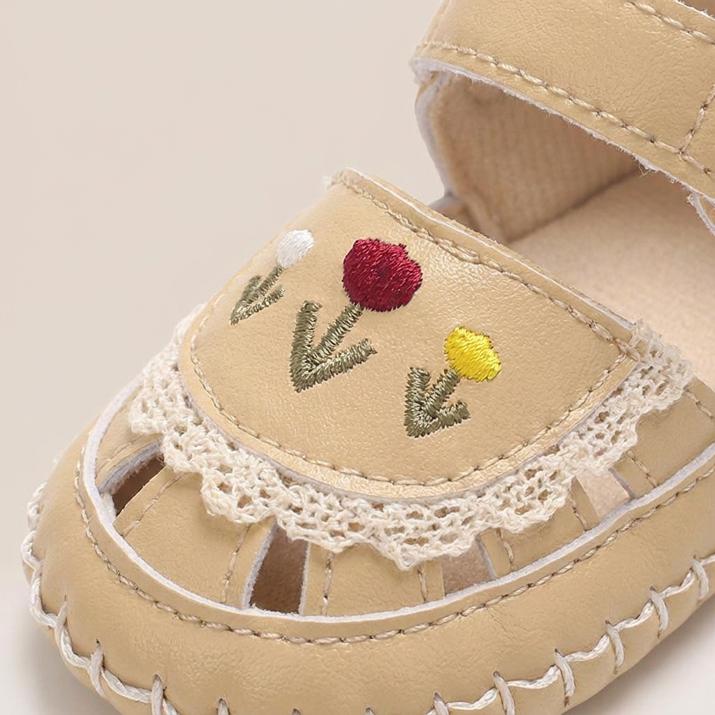 Lace Trim Flower Sneaker Sandals