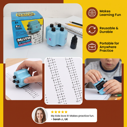 4-in-1 Math Roller Stamp – Addition, Subtraction, Multiplication & Division Practice