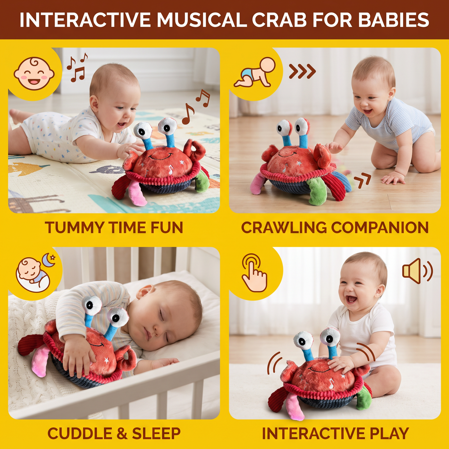 Interactive Musical Crab with Voice Function – Moving Educational Toy for Babies