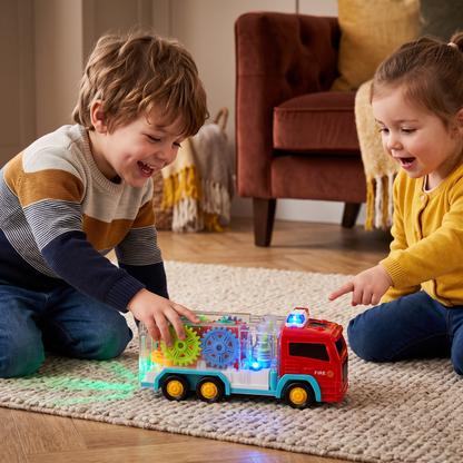 Interactive Gear Fire Truck Toy with Lights