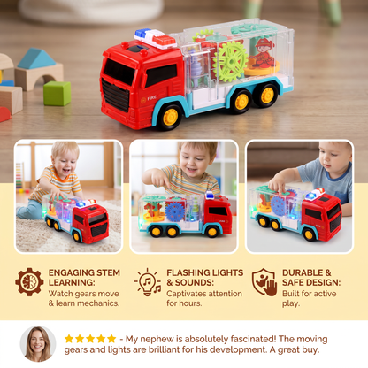 Interactive Gear Fire Truck Toy with Lights