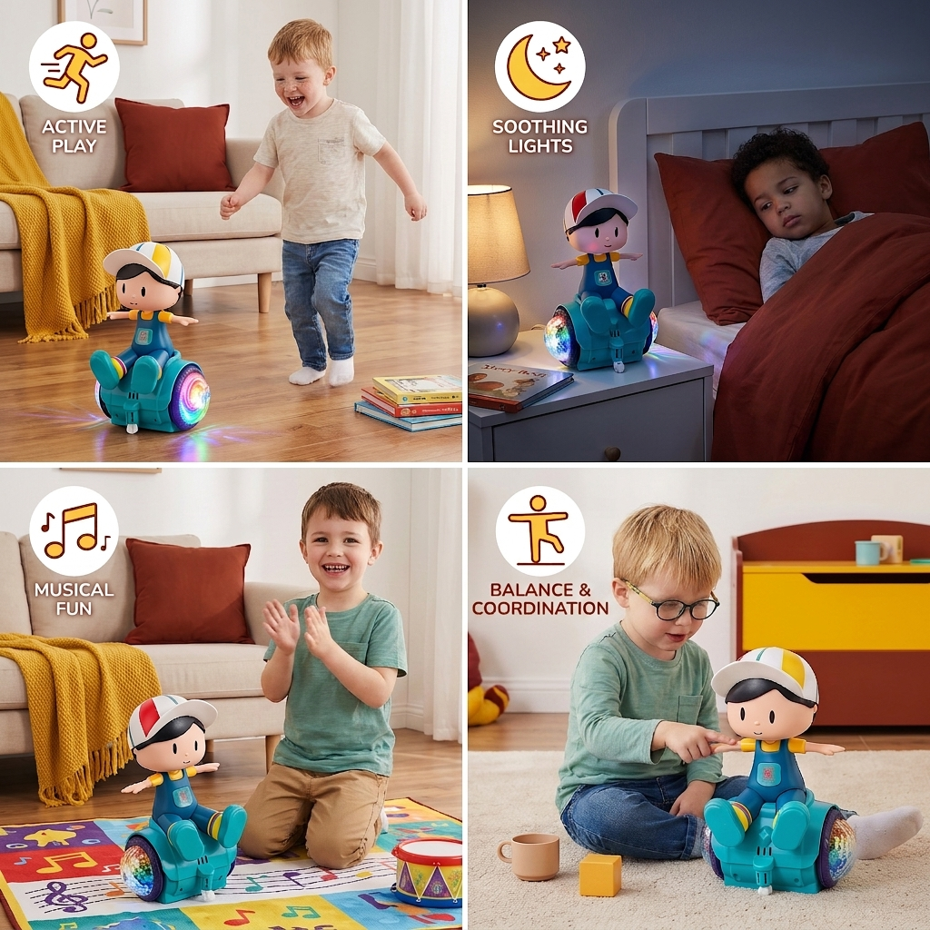 Interactive 360° Dancing Balance Toy with Lights & Music