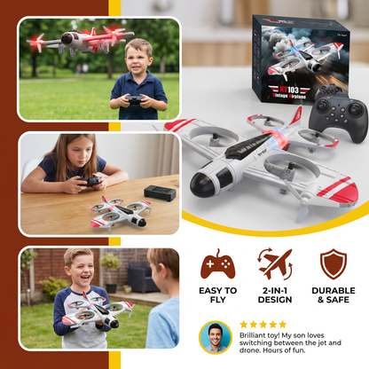 2-in-1 Remote Control Fighter Jet & Drone Toy