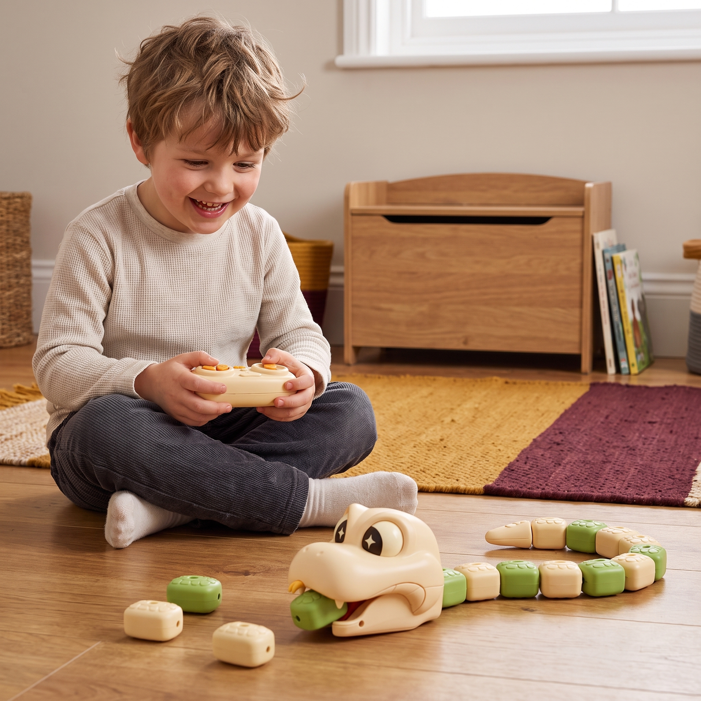 Interactive Growing RC Snake STEM Toy – Eats Blocks & Grows Longer