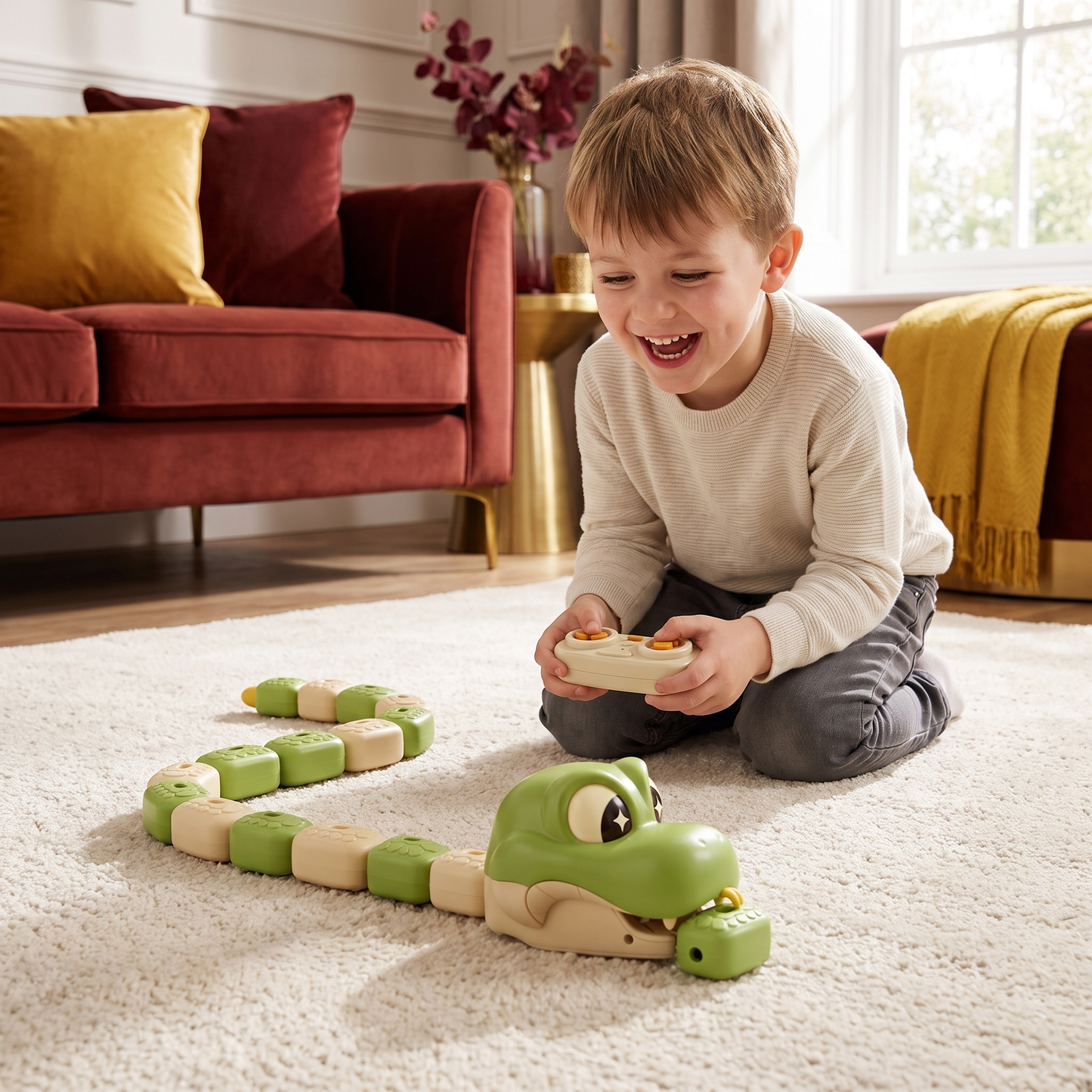 Interactive Growing RC Snake STEM Toy – Eats Blocks & Grows Longer