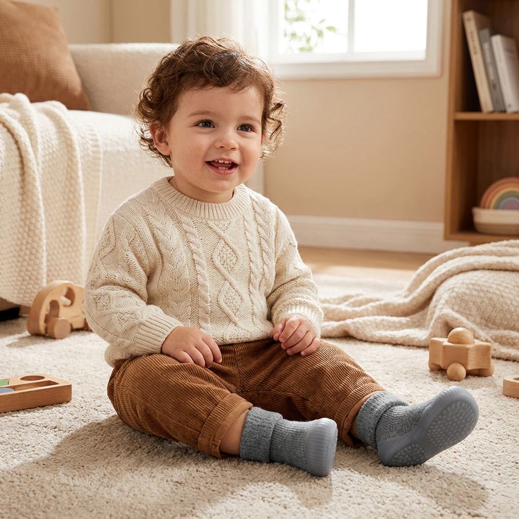 Warm Baby Walking Sock Shoes with Soft Non-Slip Soles