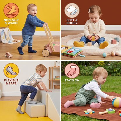 Warm Baby Walking Sock Shoes with Soft Non-Slip Soles