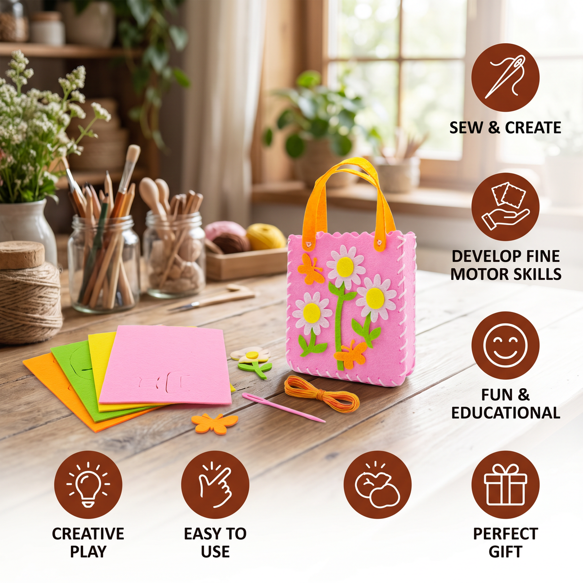 DIY Cute Felt Handbag Sewing Craft Kit for Kids