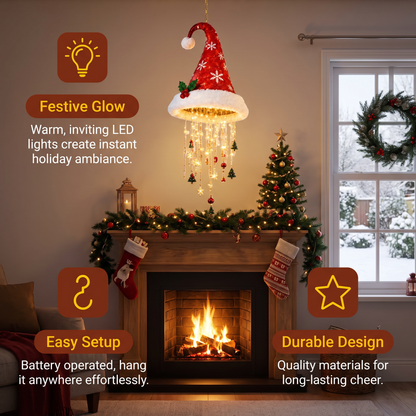 Christmas Santa Hat Lights with LED String Decorations