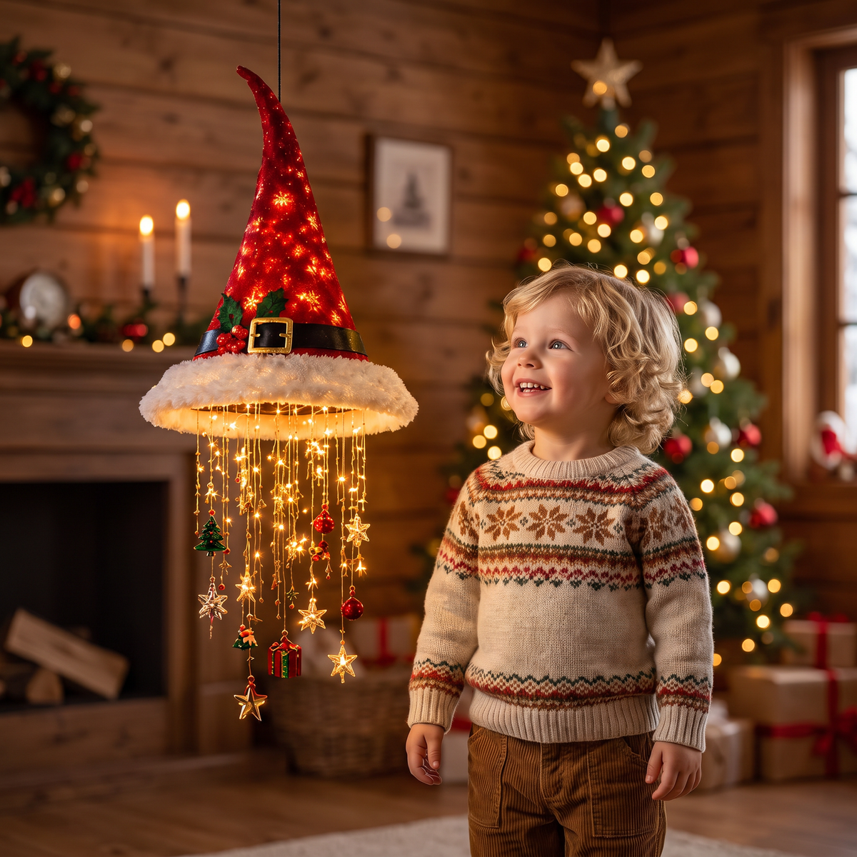 Christmas Santa Hat Lights with LED String Decorations