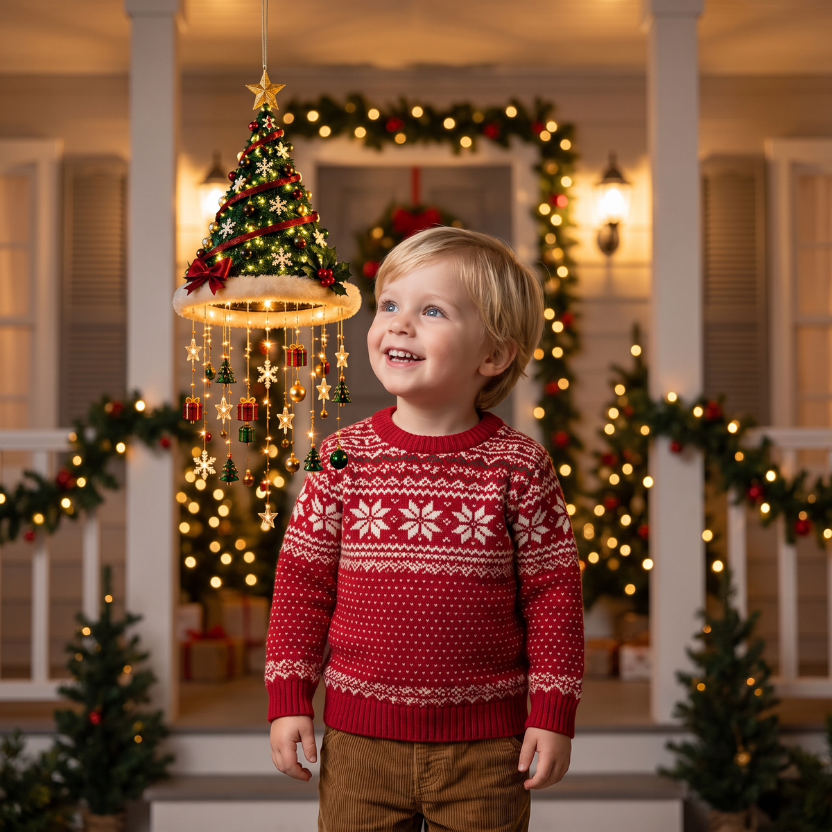 Christmas Santa Hat Lights with LED String Decorations