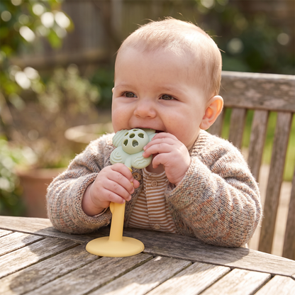2-in-1 Sunflower Baby Teether & Rattle with Suction Base