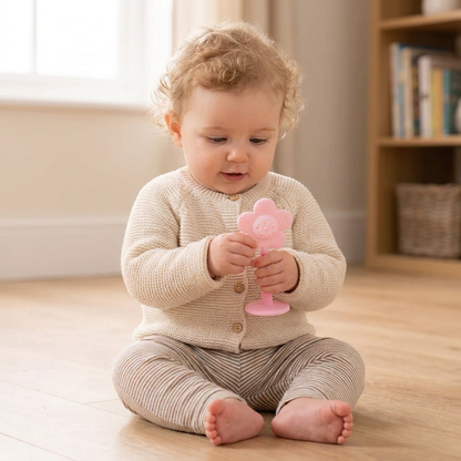 2-in-1 Sunflower Baby Teether & Rattle with Suction Base