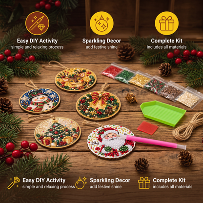 DIY Christmas Wooden Ornament Diamond Painting Kit