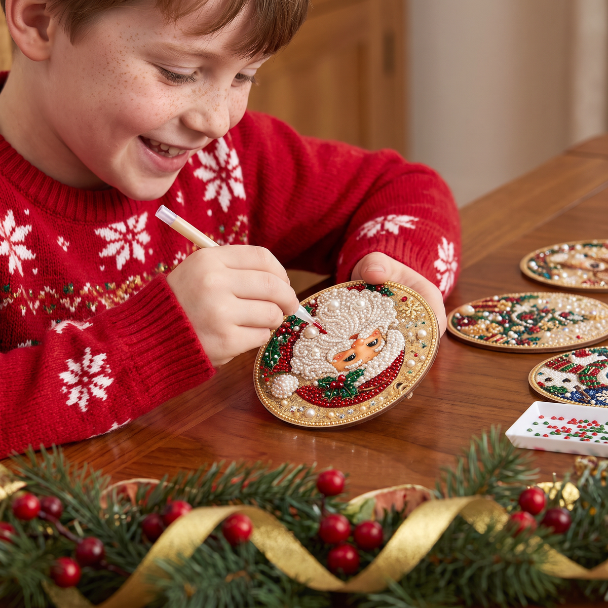 DIY Christmas Wooden Ornament Diamond Painting Kit