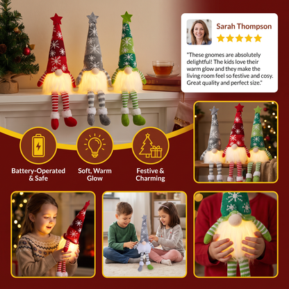 LED Light-Up Christmas Gnome Decorations