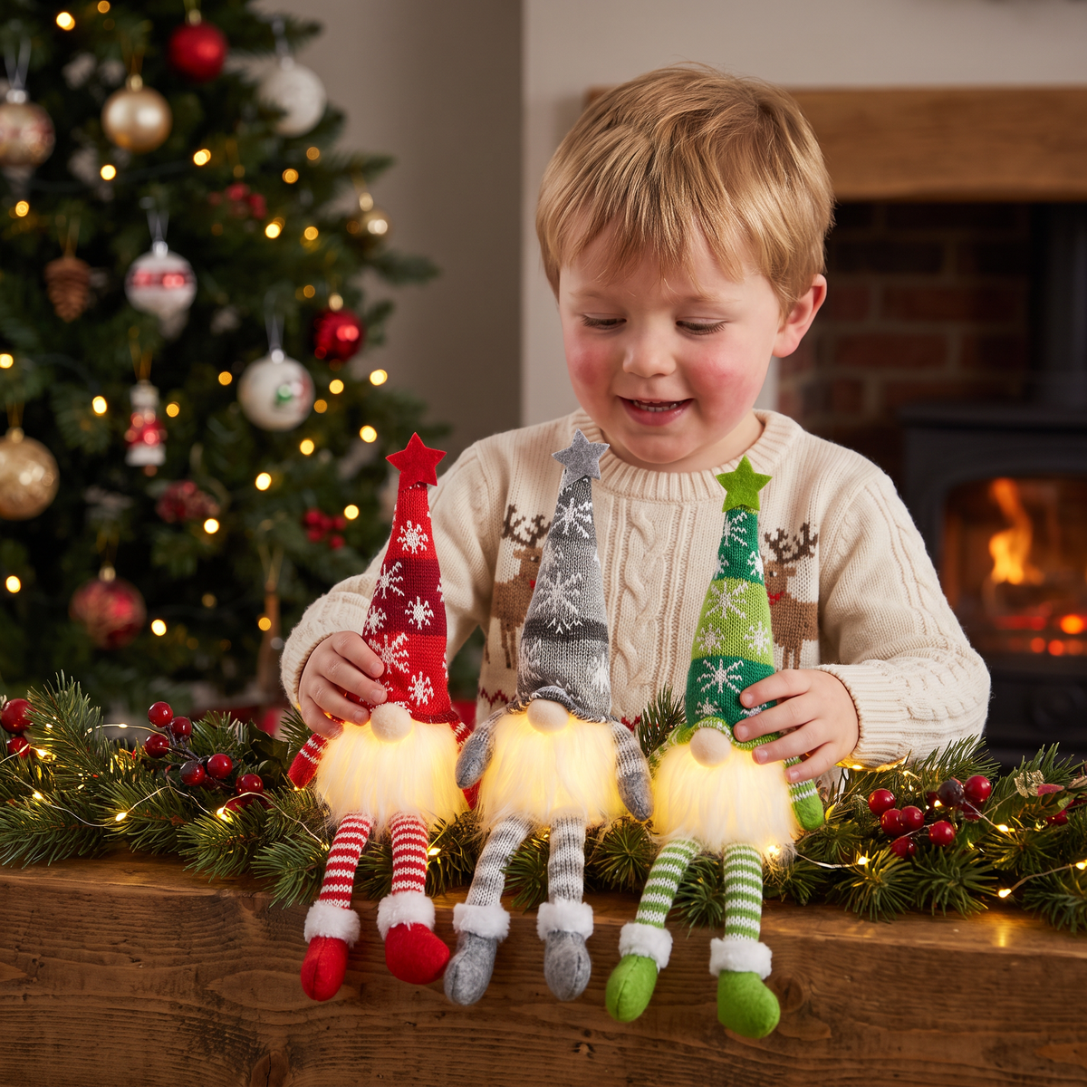 LED Light-Up Christmas Gnome Decorations