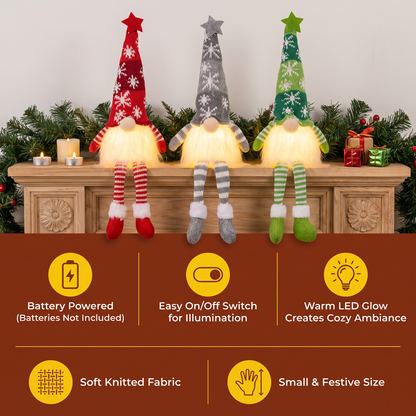 LED Light-Up Christmas Gnome Decorations