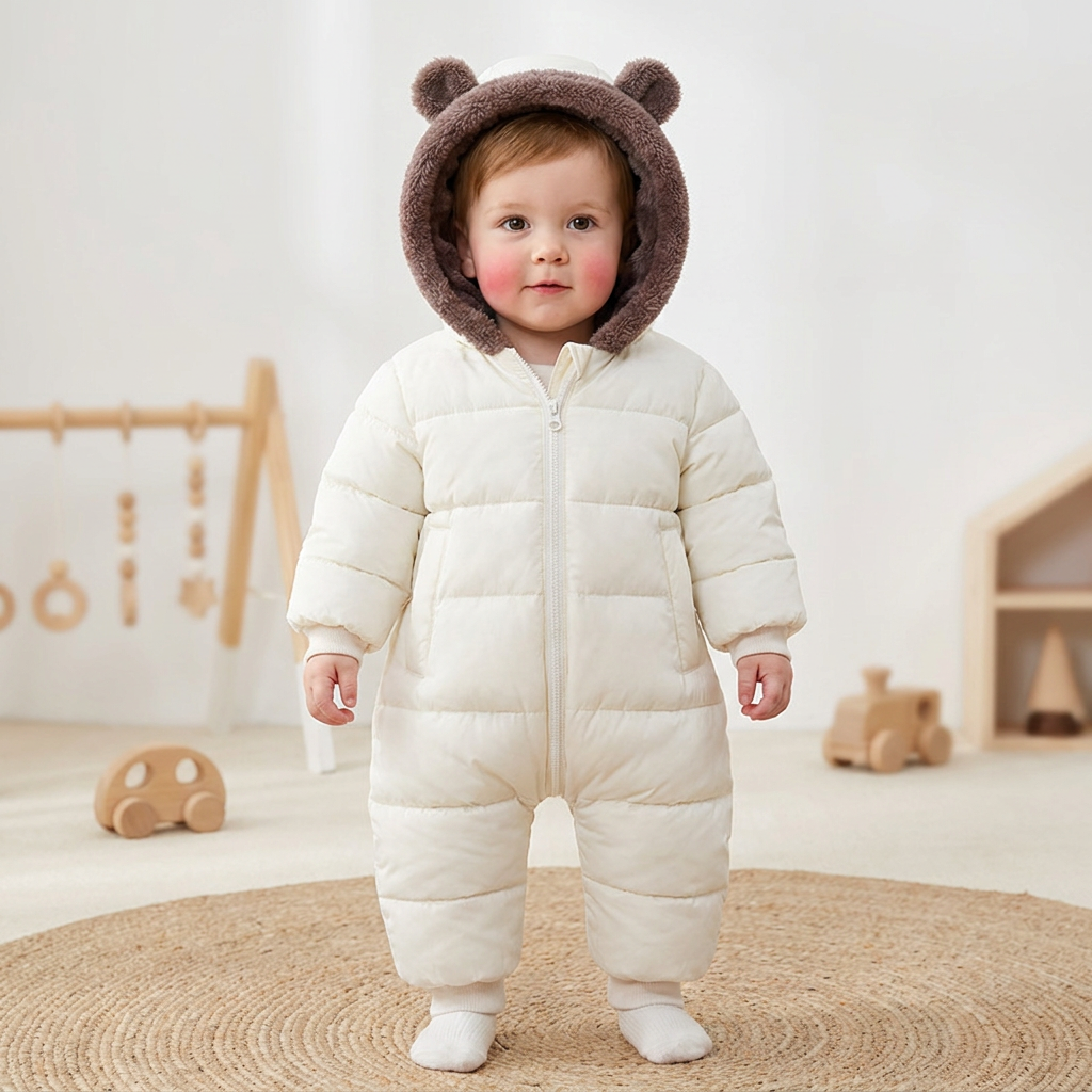 Baby Bear Bodysuit – Warm Fleece-Lined One-Piece