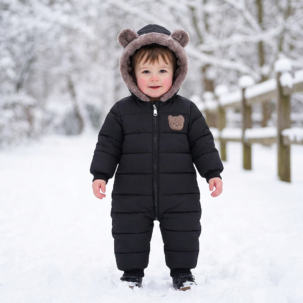 Baby Bear Bodysuit – Warm Fleece-Lined One-Piece