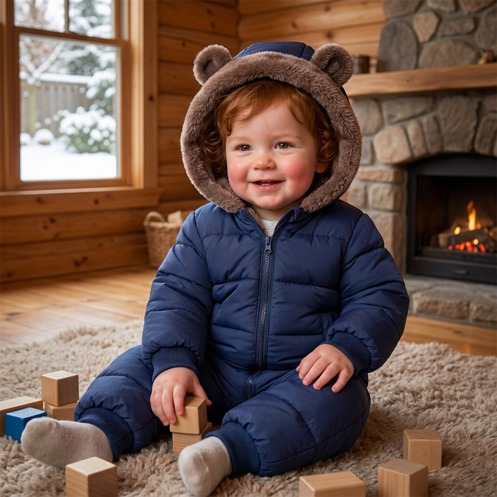 Baby Bear Bodysuit – Warm Fleece-Lined One-Piece