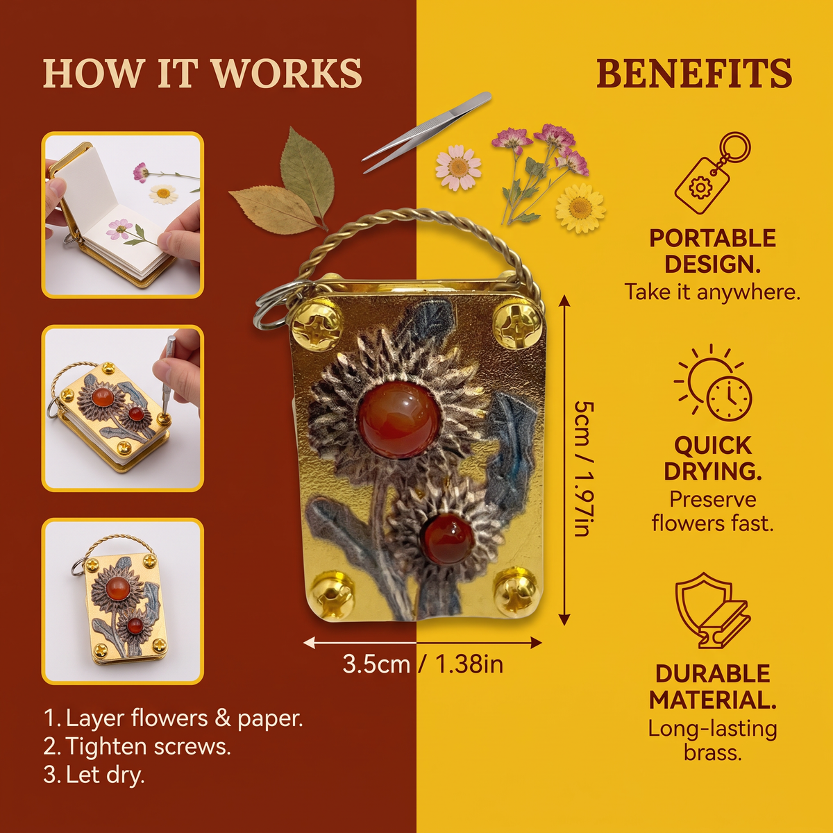 Mini Metal Flower Press Kit for DIY Dried Flower Crafts