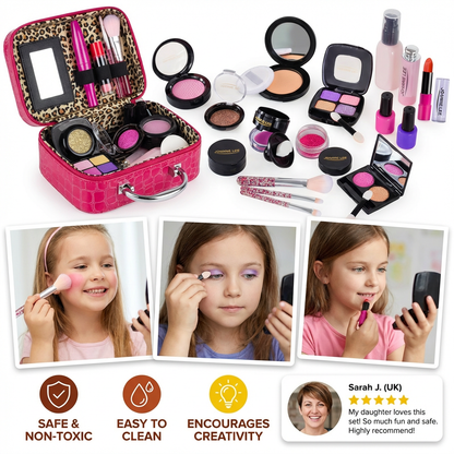 Make-up Play Set for Girls – Safe Kids Cosmetic Set with Practical Bag