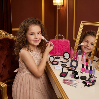Make-up Play Set for Girls – Safe Kids Cosmetic Set with Practical Bag