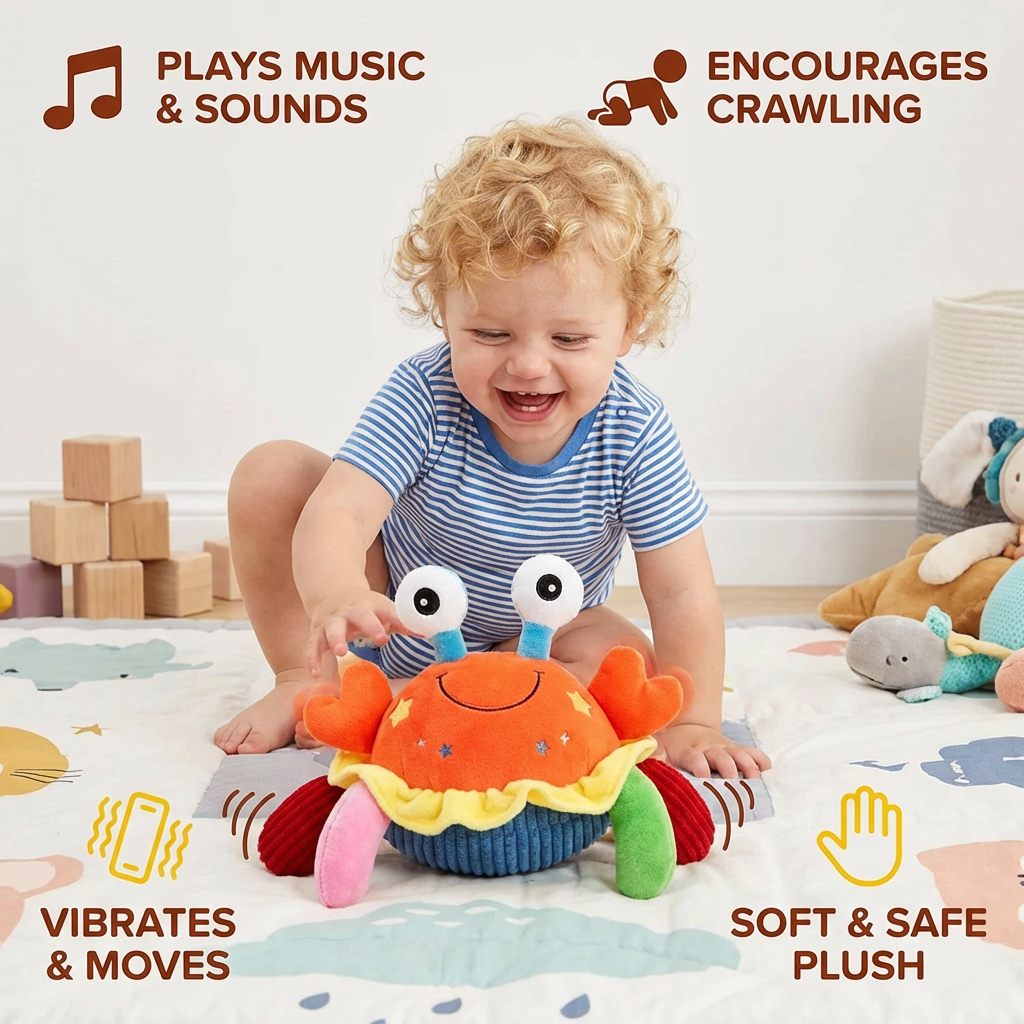Interactive Musical Crab with Voice Function – Moving Educational Toy for Babies