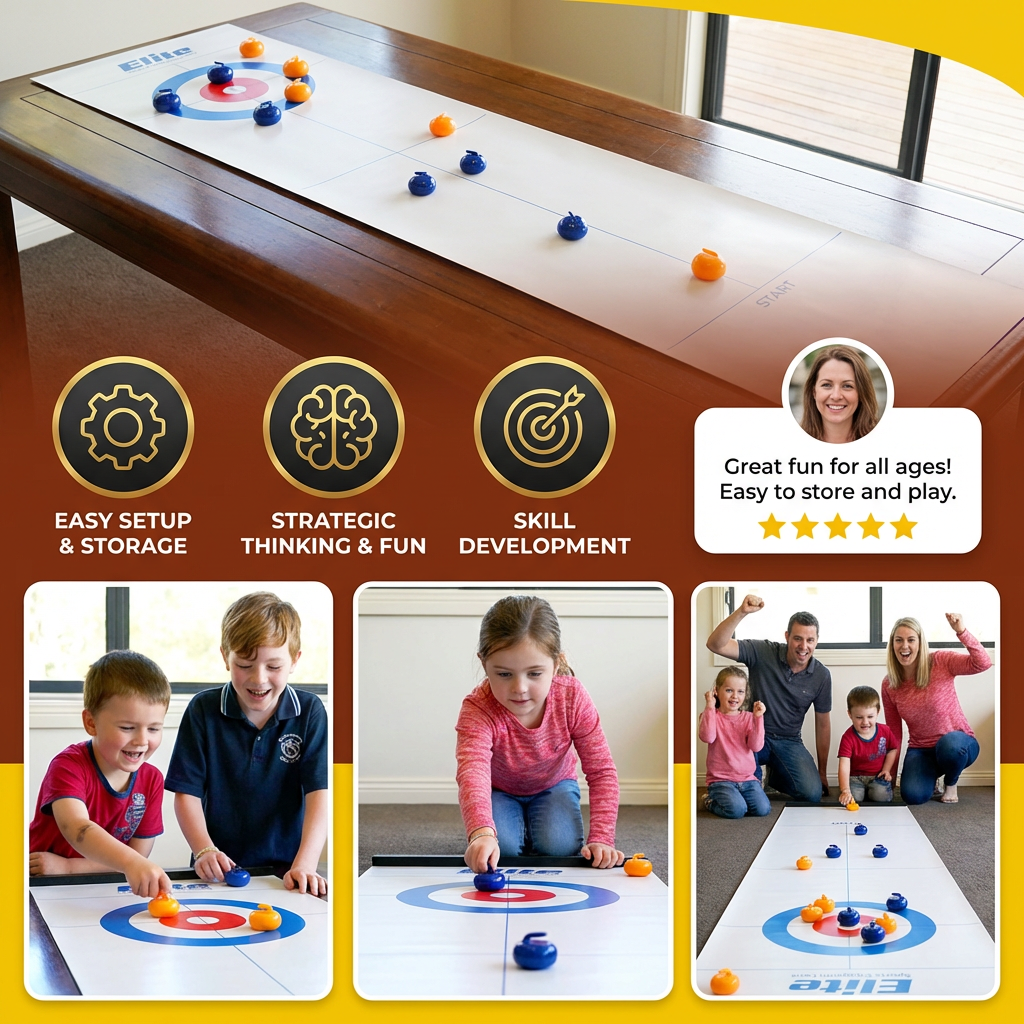 Portable Tabletop Curling Game – 2-Player Competition Set