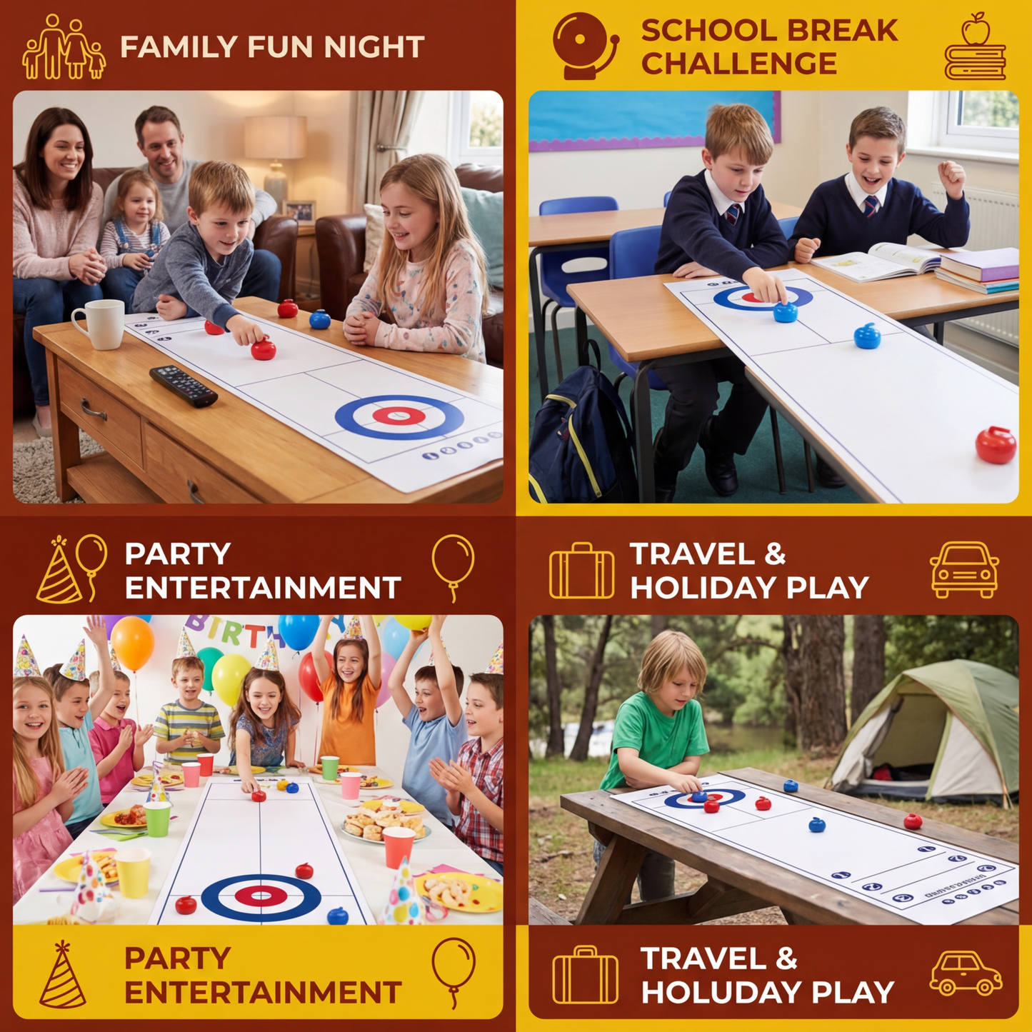 Portable Tabletop Curling Game – 2-Player Competition Set