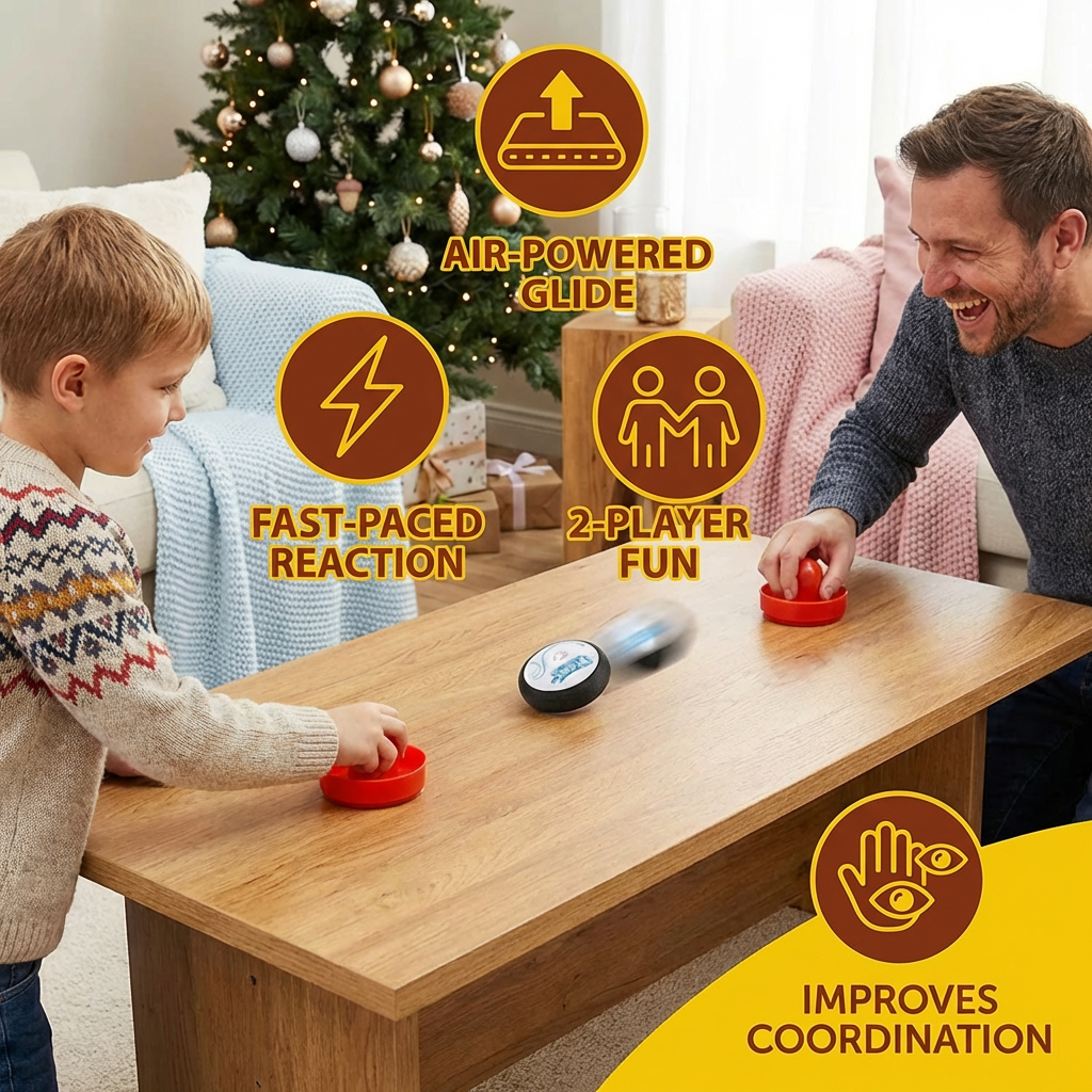 Mini Air Hockey Table Game for Kids – Reaction Game with Pucks