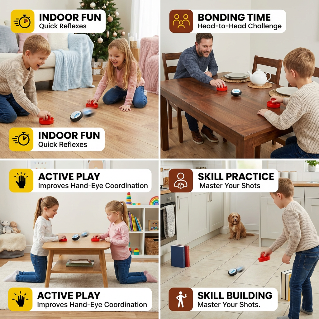 Mini Air Hockey Table Game for Kids – Reaction Game with Pucks