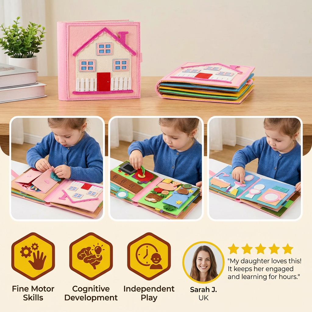 Montessori Felt Busy Book for Children – Dressing, Sorting & Everyday Learning