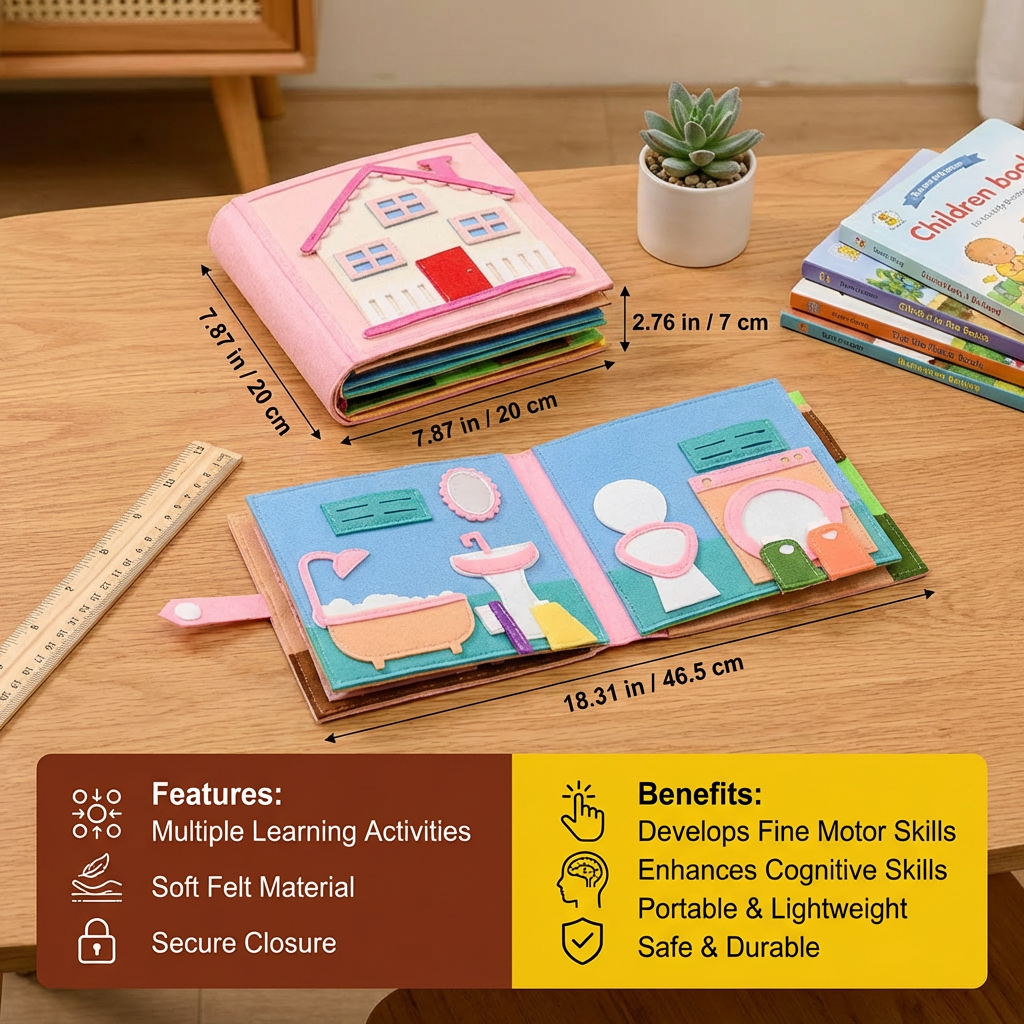 Montessori Felt Busy Book for Children – Dressing, Sorting & Everyday Learning