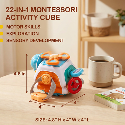 Montessori 22-in-1 Activity Cube for Toddlers – Motor Skills & Exploration Toy