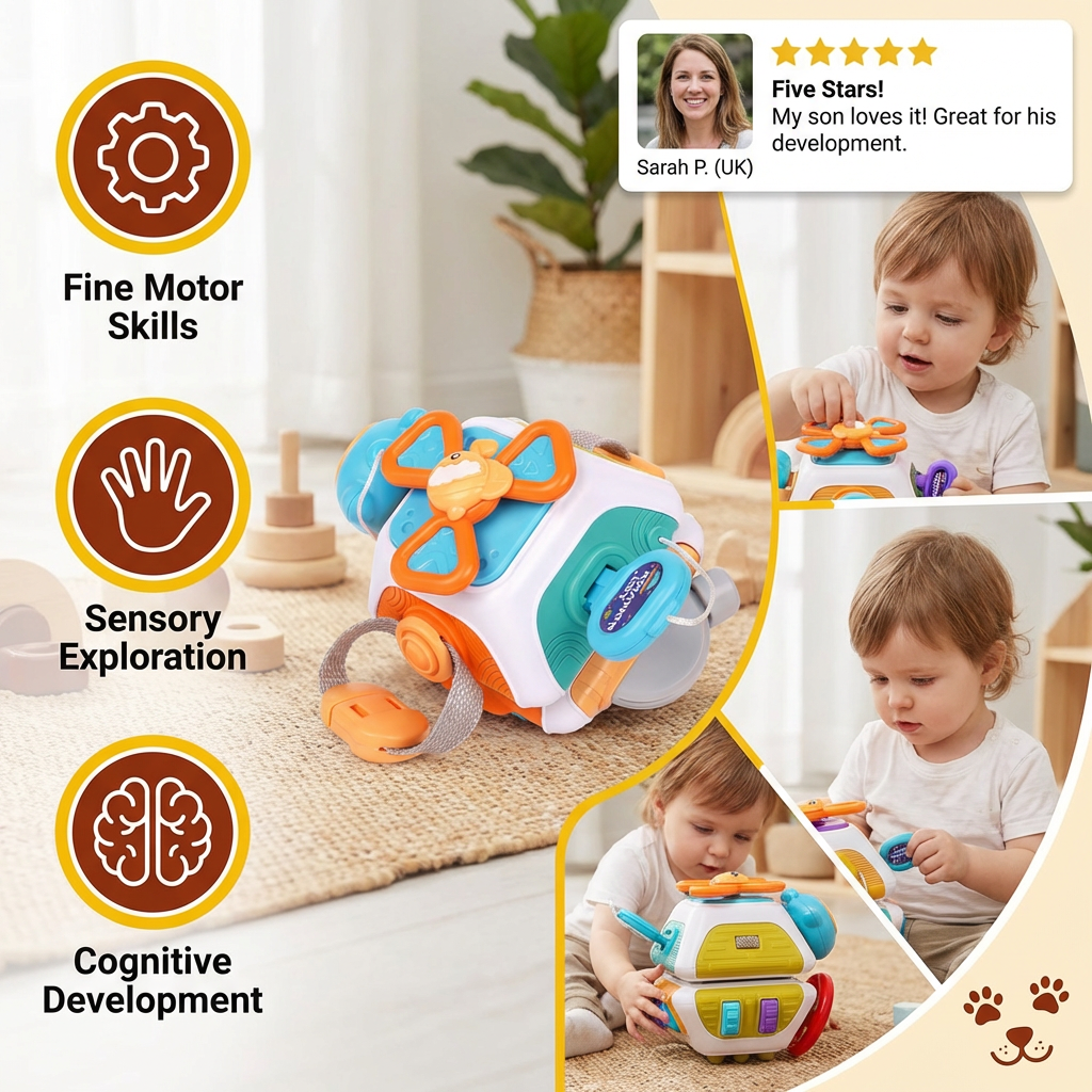Montessori 22-in-1 Activity Cube for Toddlers – Motor Skills & Exploration Toy