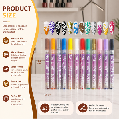 Nail Art Marker Set with Precision Tip – Acrylic Pens for Detailed Nail Designs